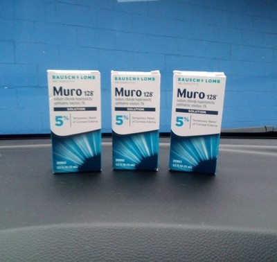 Lot of 3 Bausch + Lomb Muro 128 Solution 5% - Net WT 1/2 OZ (15mL) - Exp 2028