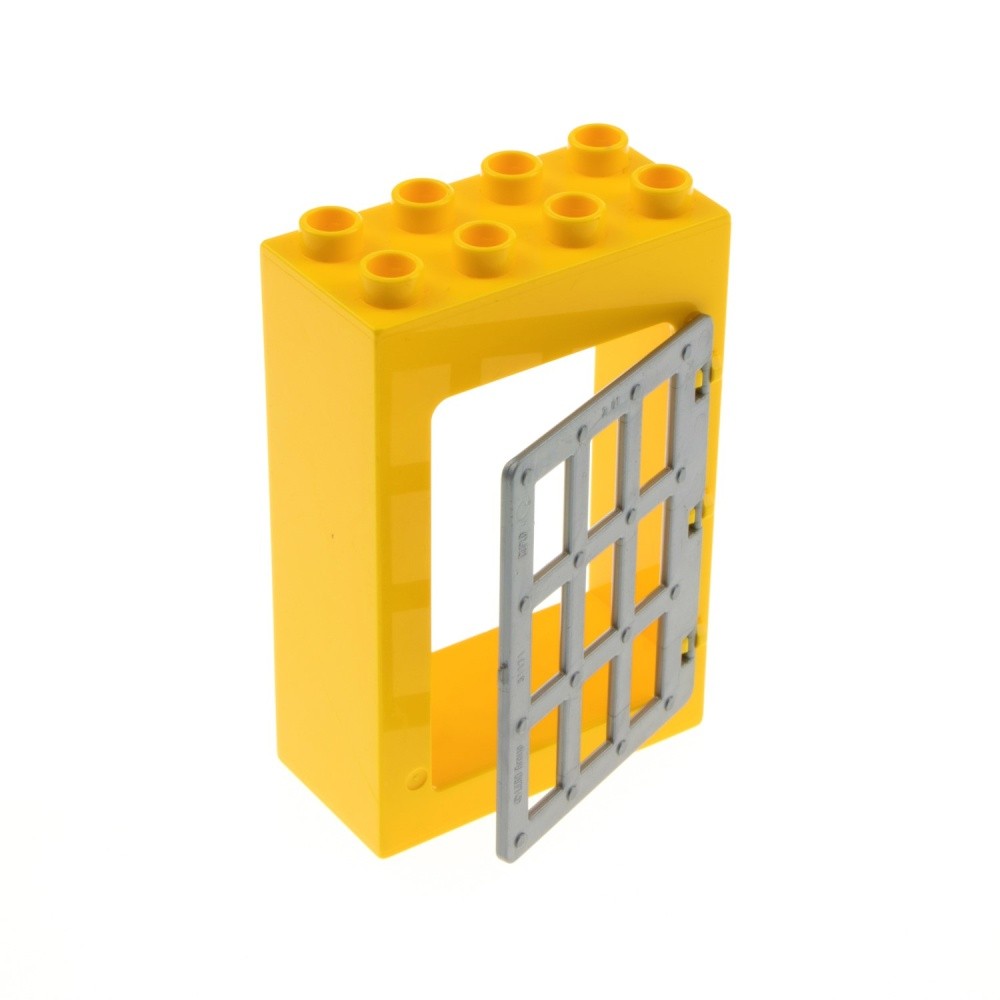 1X Lego Duplo Door Frame 2X4X5 Yellow Door Leaf Grid Silver 4644211 31171 92094