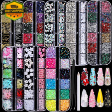 Nail Charms Kit 8 Boxes Rhinestones 3D Nail Art Gems Set