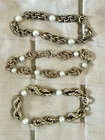 Vintage MCM 3 X gold-toned chain and faux pearl costume jewelry bracelets.