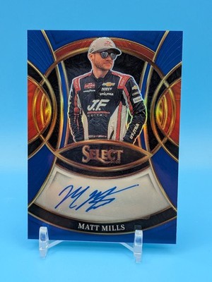 Matt Mills 2026 Panini Select Racing NASCAR Signatures Blue Prizm /99
