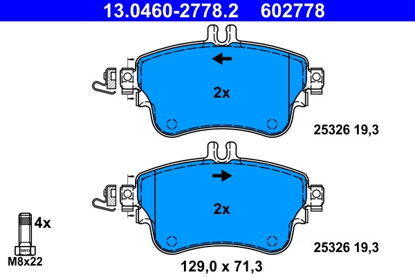 Plaquettes de frein ATE 13.0460-2778.2 pour disques Mercedes-Benz