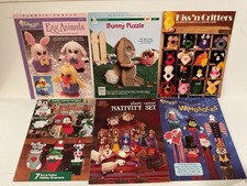 6 Plastic Canvas Pattern Leaflets, Windsocks, Ornaments, Nativity, Critters
