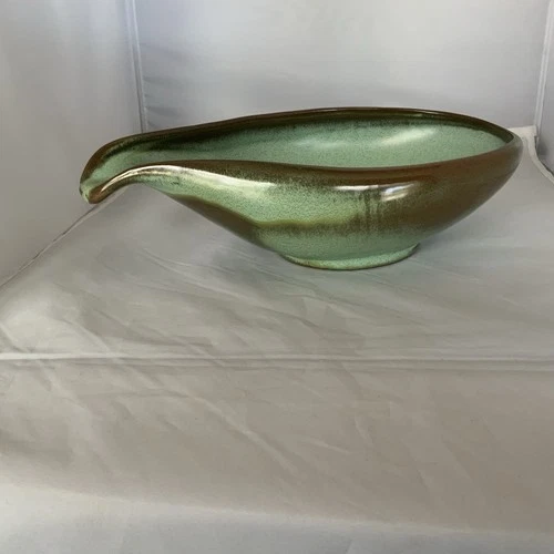 Vintage Frankoma Prairie Green 12” Flower Bowl #214 EUC