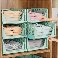 SNSLXH 5 Pack Stackable Closet Organizer Box, Multifunctional & Foldable Closet 