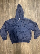 Nike Windbreaker Jacket Vintage 90s Full Zip Hoodie Men s Size XL Navy Blue