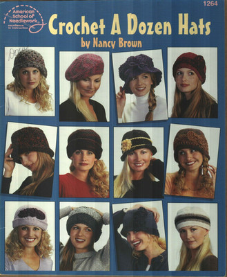 USED CROCHET A DOZEN HATS WOMEN'S 12 BEAUTIFUL DESIGNS CROCHET PATTERN BOOK