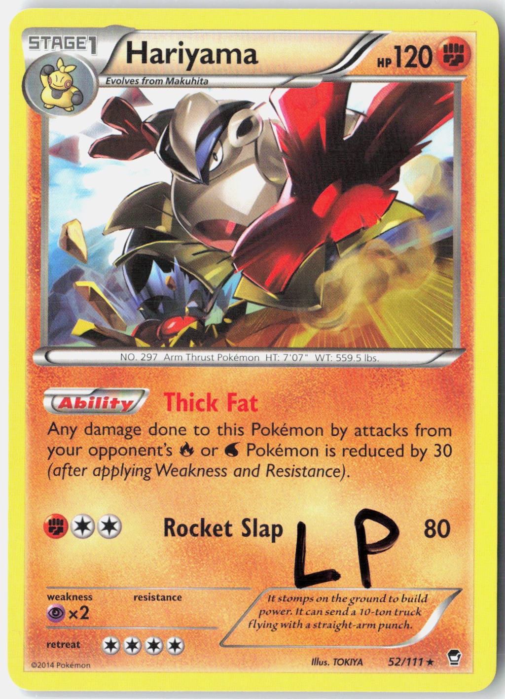 Hariyama 52/111 Rare Furious Fists Pokemon Lightly Played