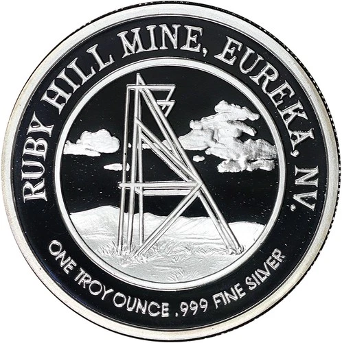 Vintage 1997 Ruby Hill Mine Eureka NV First Gold Poured 1 oz .999 Silver Round