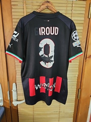 Authentic Puma Distressed Thrashed AC Milan Giroud Jersey Kit Men's Large