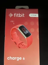 NEW SEALED Fitbit Charge 6 Champagne Gold Case/coral band