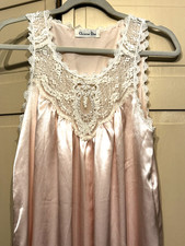 Vintage Christian Dior Pale PINK SILP Nightgown Floral LACE Chemise SM