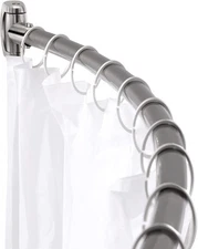 Adjustable Curved Shower Curtain Rod 42-72in Stainless Steel Rustproof Silver