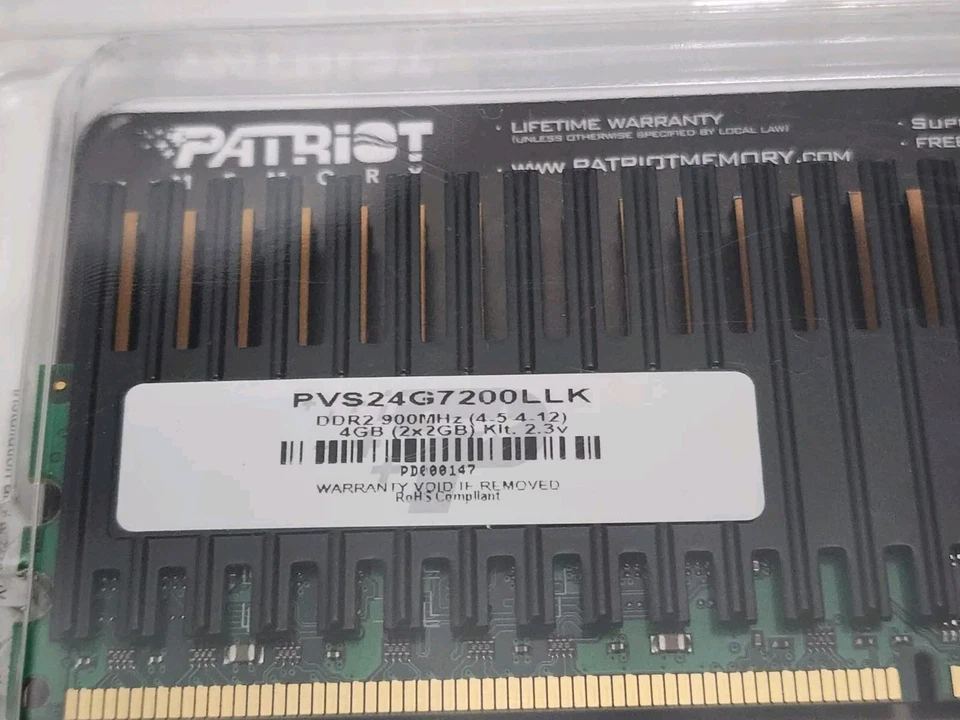 NEW PATRIOT MEMORY 4GB DDR2 PVS24G7200LLK  GAMER RAM KIT...DBIN - Image 4 of 4