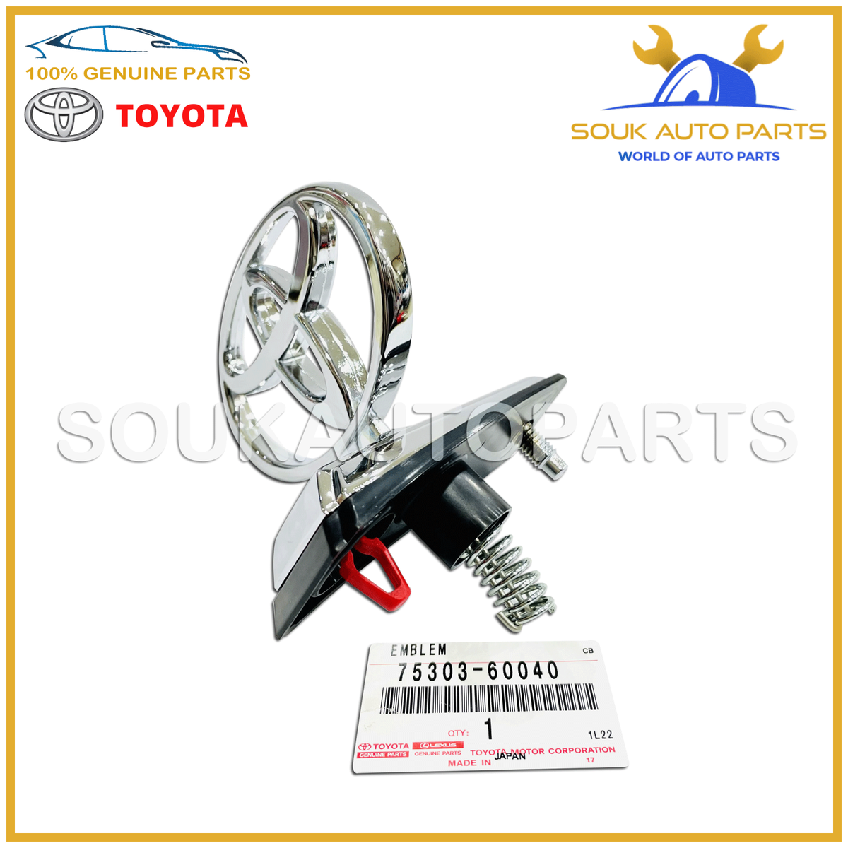 75303-60040 Genuine Toyota HOOD EMBLEM SUB-ASSY 7530360040 OEM