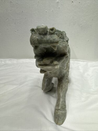 Antique Chinese Green Stone Guardian Lion Foo Dog Heavy - Picture 3 of 11