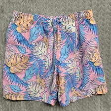 Boardies Apparel Men Swim Shorts Fern Leaves Print Drawstring Medium 6” Tropical