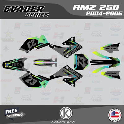 Graphics Kit for SUZUKI RMZ250 2004 2005 2006 EVADER-Lime