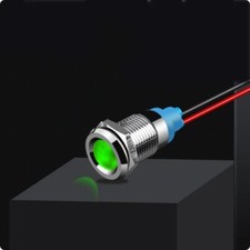 Image of 1 x 12mm 12/24V DC LED Metal Indicator Light Waterproof Signal Lamp with Wire