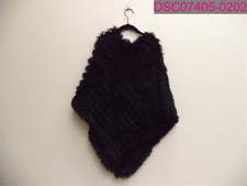 Little Red 100% Rabbit Fur Poncho Black One Size
