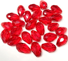 40Pcs 10X15Mm Crystal Glass Teardrop Beads Faceted Vertical Hole