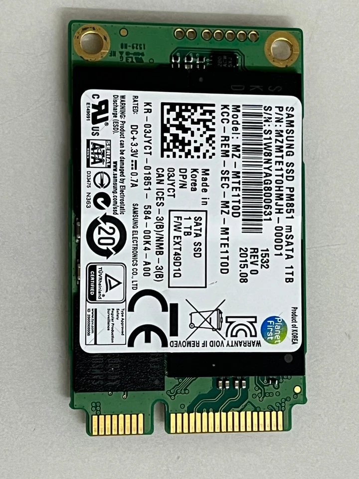 Samsung PM851 mSATA 128GB 256GB 512GB 1TB SSD  MZ-MTE1280 MZ-MTE256D MZ-MTE512D  - image 2 of 4