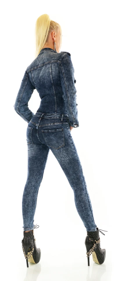 Chándal Mujer Todo Vaqueros Denim Azul Oscuro Sfumato Modelo Clavo Manga Larga - Imagen 4 de 4