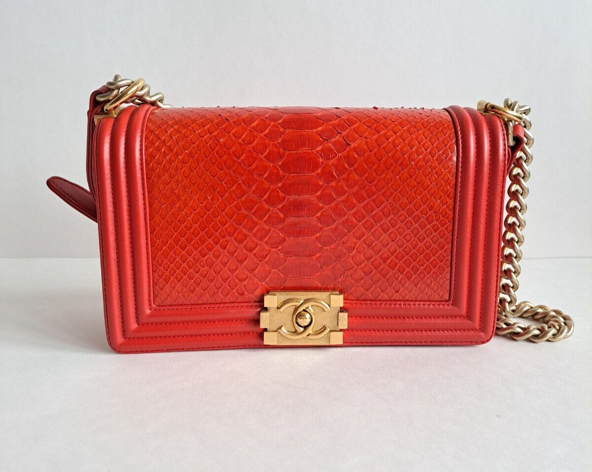Chanel Red Python Medium Boy Flap Bag - image 2