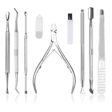 8PCS Premium Cuticle Nippers Pusher Manicure Tools Set Professional Ingrown T...