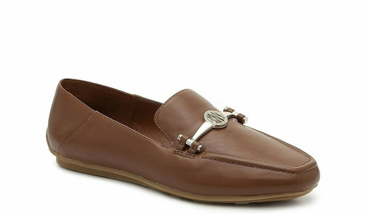 NEW DONNA KARAN BROWN LEATHER MOCCASINS LOAFERS SIZE M