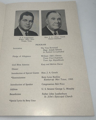 Programme dîner républicain Sénateur George Murphy souvenirs signés - Photo 4/5