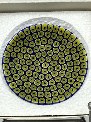 Murano Glass Small Plate 3x3 Peacock Color 34 Venetian Art Glass w Cert (M3)