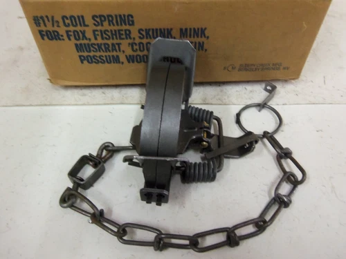 Sleepy Creek #1 1/2 Coil Spring Traps Trapping Mink Muskrat Fisher NOS