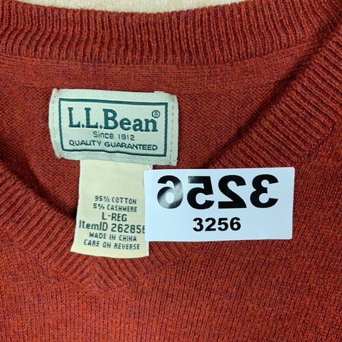 Suéter LL Bean Cashmere Para Hombres L-Reg Naranja Pullover Cuello en V Tejido Manga Larga - Imagen 5 de 9