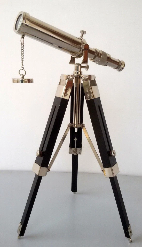 NAUTICAL BRASS TELESCOPE WITH WOODEN TRIPOD BRASS TELESCOPE SPYGLASS - Image 3 of 3
