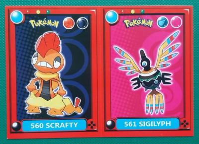 POKEMON POKEDEX Sticker EF #560-561 SCRAFTY / SIGILYPH Edition PERU 2022