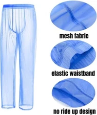 Mens Mesh See Through Pajama Sheer Lounge Lightweight Tranparent pajama pants