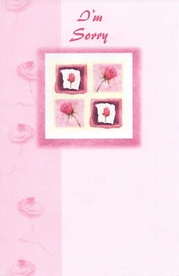 Short & Simple APOLOGY I'M SORRY Card, Embossed Pink Rose - Popular Greetings +✉