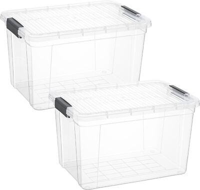 Superio Clear Storage Bins with Lids, 2 Pack- Plastic Storage Boxes - 26 Quart