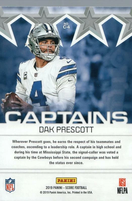 C-4 Dak Prescott Dallas Cowboys 2019 Score Football Card - Image 2 of 2