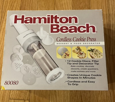 NEW Hamilton Beach Cordless Cookie Press Dessert & Food Decorator #80080