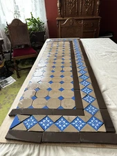 American Encaustic Fireplace Hearth—Cobalt & Café Mosaic, Zanesville, Ohio c1890