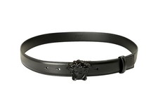 Versace Unisex Black 100% Leather Black Medusa Head Buckle Belt US 38 IT 95