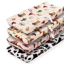 4 Pack Western Cowboy Crib Sheets Neutral Breathable Fitted Baby Sheets Nurse...