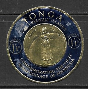 Tonga Embossed Commemorating First Gold Coinage Foil Coin 1 Stamp used Faults