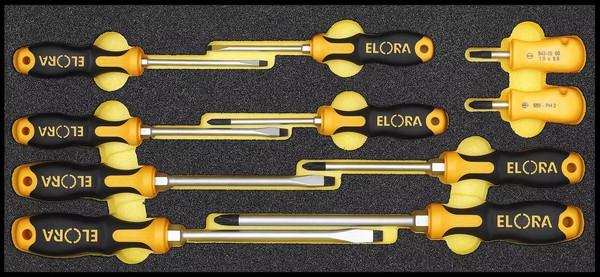 Elora Quatrolit® 2K Schraubendreher Satz 10 Tlg. ELORA-OMS-7 FüR Werkstattwagen-image