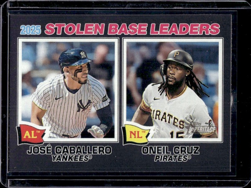 2026 Topps Heritage Oneil Cruz Jose Caballero Dark Gray Border League Leaders #4