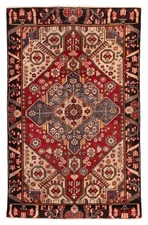 Vintage Red Traditional 3'10" x 6'3" Hand-Knotted Oriental Wool Area Rug