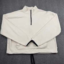 PINK Victoria's Secret Women's M Cream Quarter Zip Fleece Pullover Sweatshirt