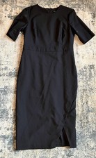 Banana Republic Women’s Black Sheath Dress 12 Wrap Slit Midi Length Career Wear
